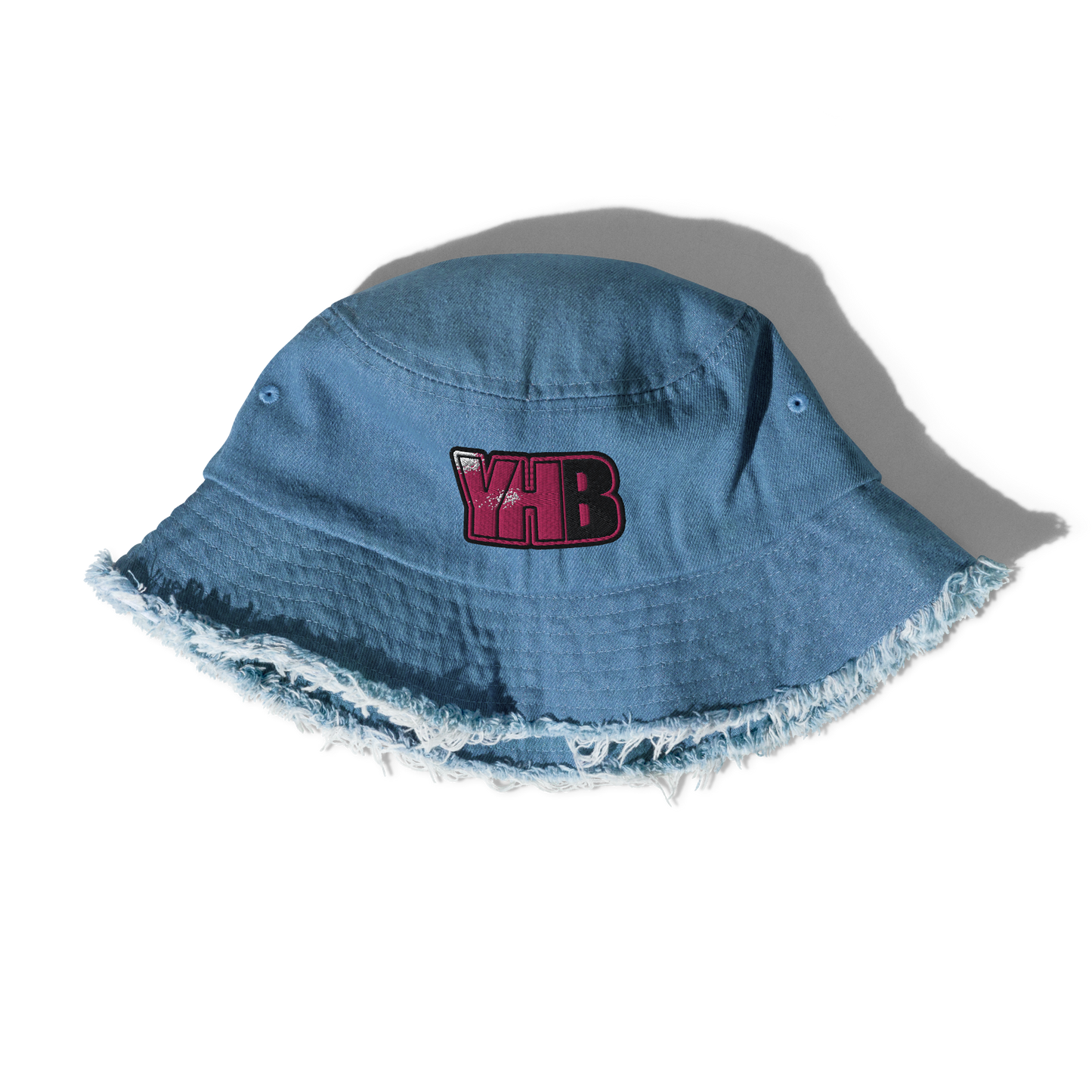 Distressed denim bucket hat